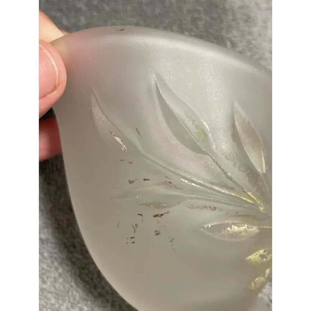 Vintage Indiana Glass Frosted Satin Leaf Creamer Sugar Bowl Tray MCM Set